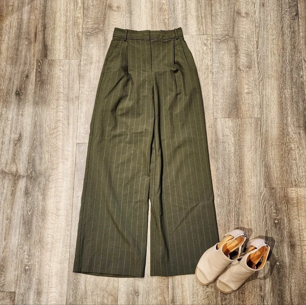 Mango Pinstripe Wide Leg Palazzo Pant